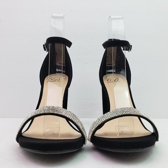 NEW MVE Laser-S Womens Size 9 Black Rhinestone Formal Ankle Strap Party 4" Heels - Picture 6 of 13